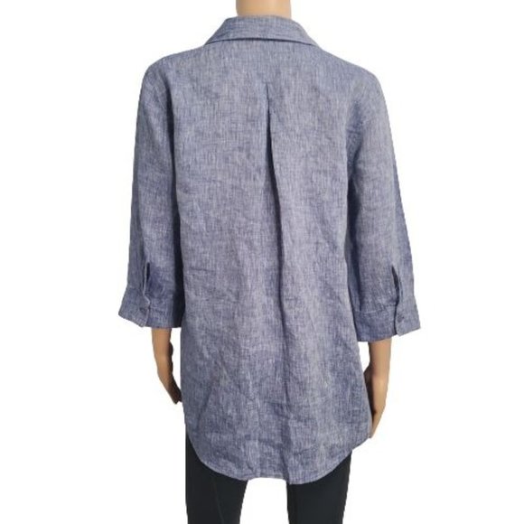 Chico's Women's No Iron 3/4 Sleeve Linen Button Front Vacat Shirt Size 0/US(4/6) - Picture 6 of 15